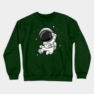 Happy Astronaut Jumping Cartoon Crewneck Sweatshirt